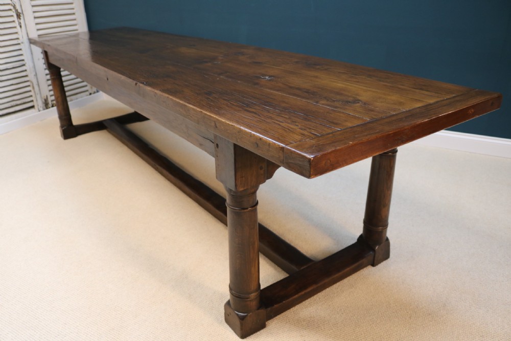 Large 18th century style oak refectory table, View XIX