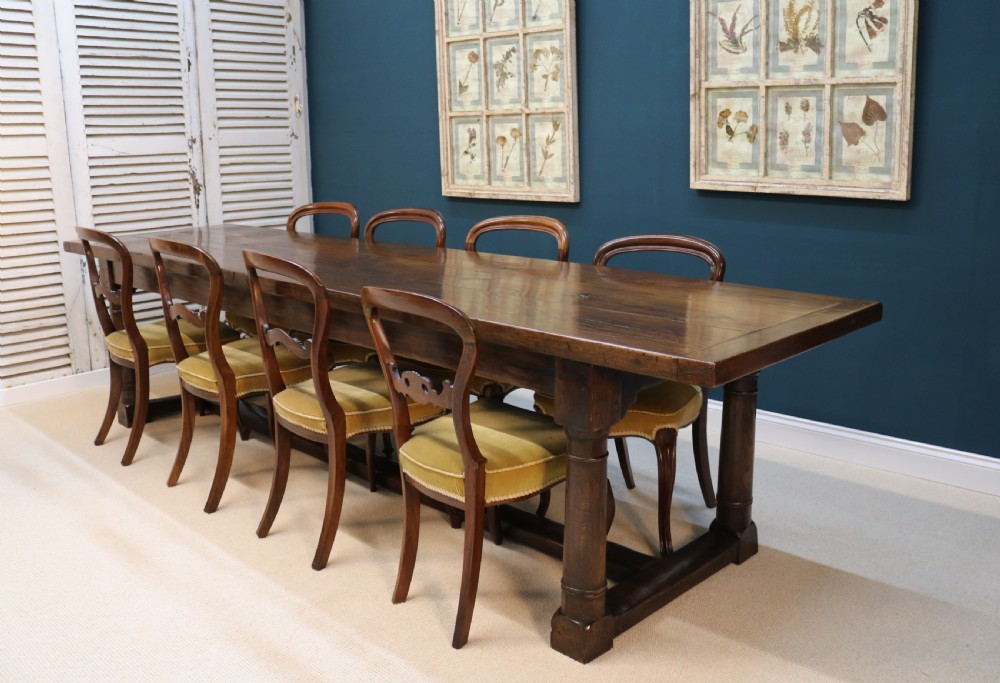 Large 18th century style oak refectory table, View XXIII