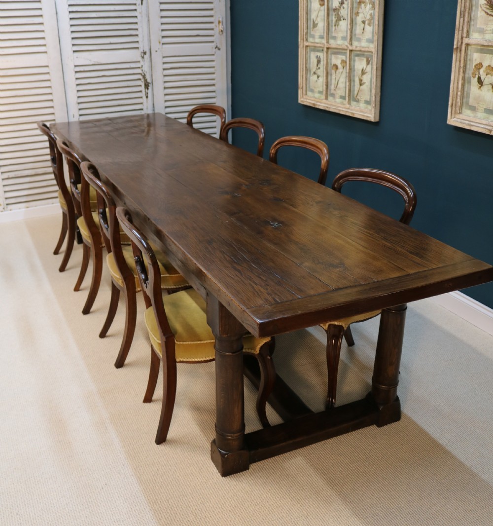 Large 18th century style oak refectory table, View XXIV