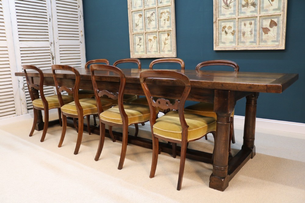 Large 18th century style oak refectory table, View XXV