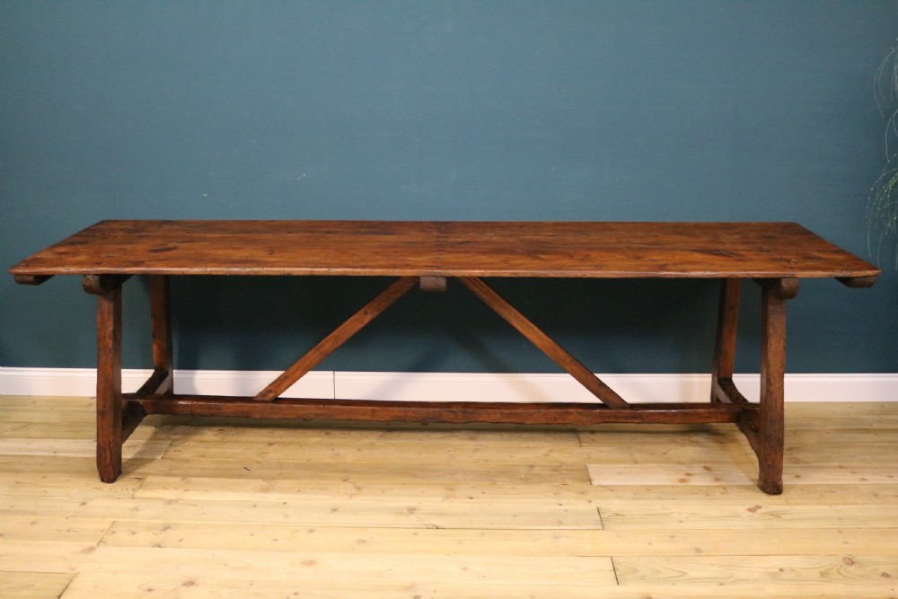 large 19th century pitch pine  dining table