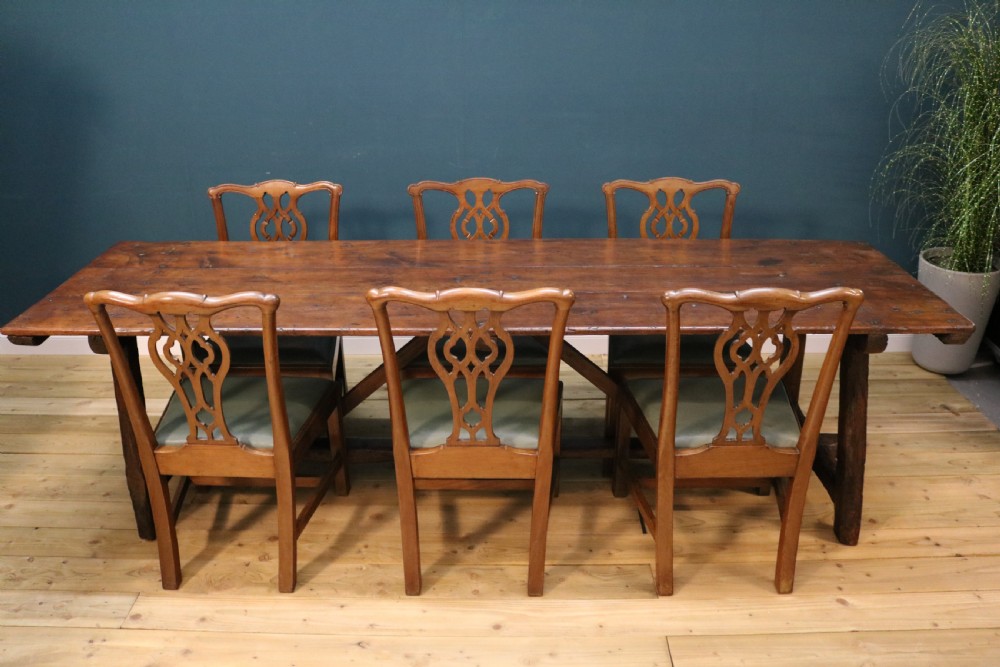large 19th century pitch pine  dining table View VII