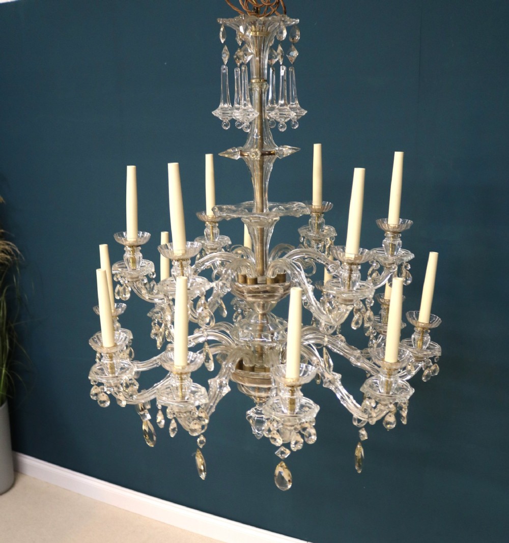 Early 20th-century Spanish Two Tier 16 Arm Glass Chandelier View II