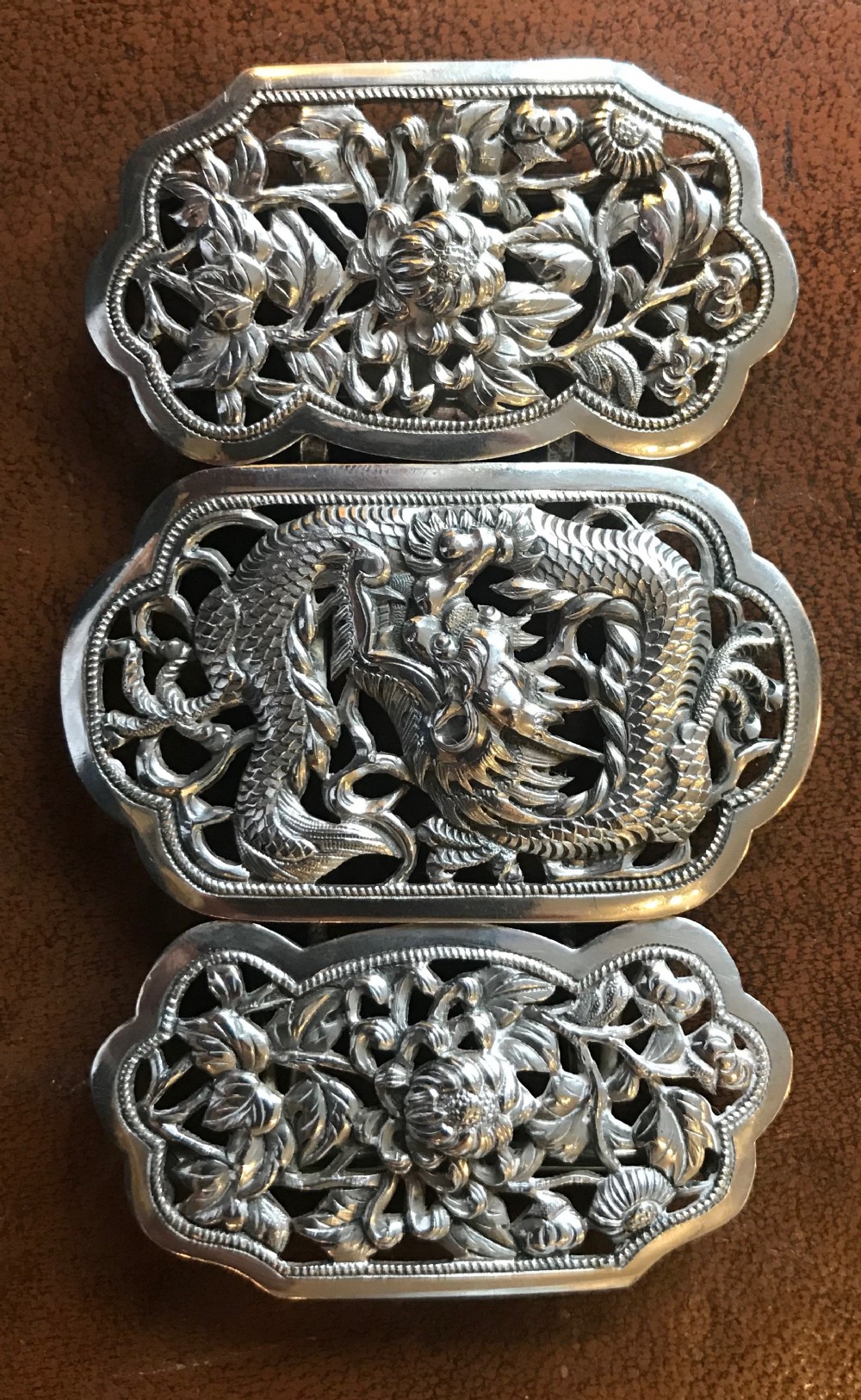 Chinese Silver Nurses Buckle By Wang 