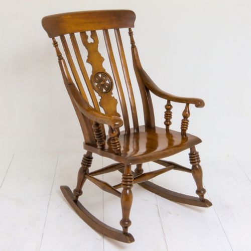 lancashire fruitwood lancashire rocker - CATEGORY: ANTIQUE CHAIRS - DATED 1880