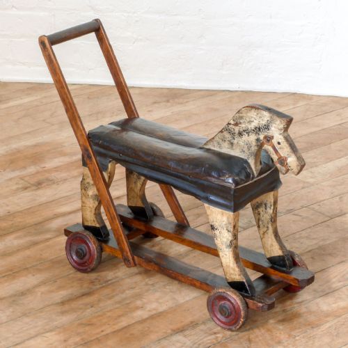 antique pushalong horse - CATEGORY: ANTIQUE MISCELLANEOUS - DATED 1900