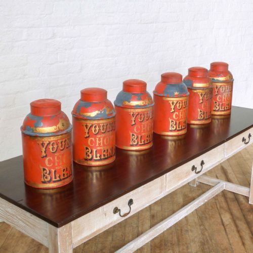 set of six victorian tea canisters - CATEGORY: ANTIQUE MISCELLANEOUS - DATED VICTORIAN
