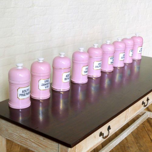 set of 9 french apothacary jars - CATEGORY: ANTIQUE MISCELLANEOUS - DATED VICTORIAN