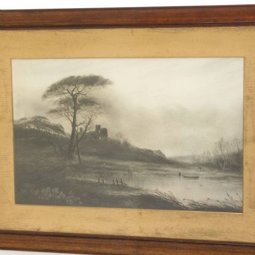 VICTORIAN WATERSCAPE BLACK WHITE PRINT - ADDITIONAL PHOTO 2