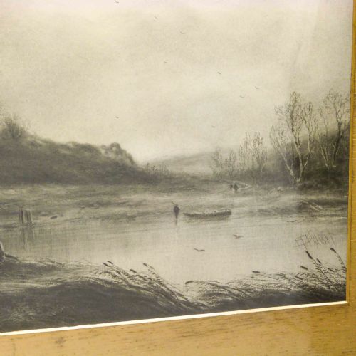 VICTORIAN WATERSCAPE BLACK WHITE PRINT - ADDITIONAL PHOTO 3