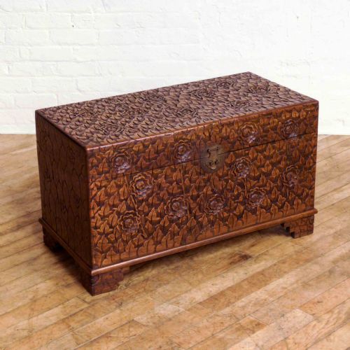 carved camphor wood trunk - CATEGORY: ANTIQUE CHESTS - DATED 1920