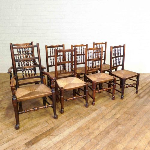 set of 8 lancashire spindleback chairs - CATEGORY: ANTIQUE CHAIRS - DATED 1750