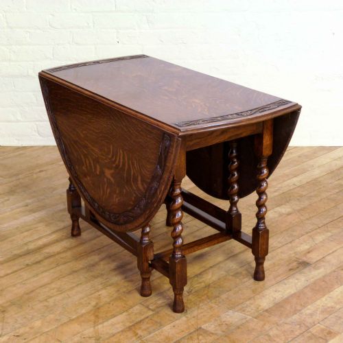 OAK GATELEG TABLE WITH CARVED TOP - ADDITIONAL PHOTO 1