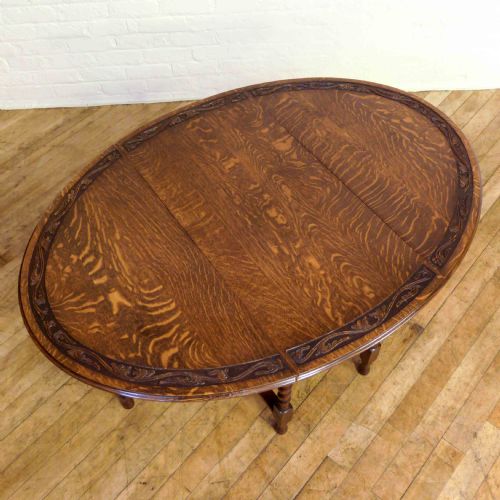 OAK GATELEG TABLE WITH CARVED TOP - ADDITIONAL PHOTO 3