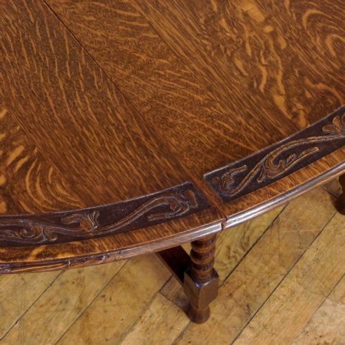OAK GATELEG TABLE WITH CARVED TOP - ADDITIONAL PHOTO 4