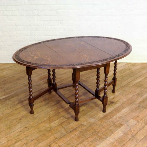 OAK GATELEG TABLE WITH CARVED TOP - ADDITIONAL PHOTO 9