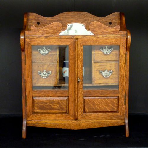 victorian oak smoker's cabinet - CATEGORY: ANTIQUE FURNITURE - DATED 1900