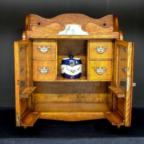 VICTORIAN OAK SMOKER'S CABINET - ADDITIONAL PHOTO 1