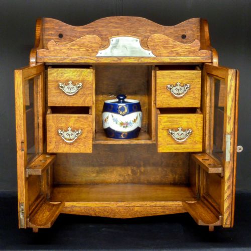 VICTORIAN OAK SMOKER'S CABINET - ADDITIONAL PHOTO 2