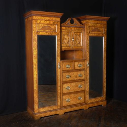 victorian burr walnut princess wardrobe - CATEGORY: ANTIQUE WARDROBES - DATED 1890