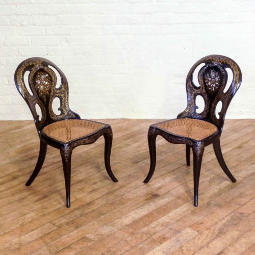 pair of victorian papiermch chairs - CATEGORY: ANTIQUE CHAIRS - DATED 1860