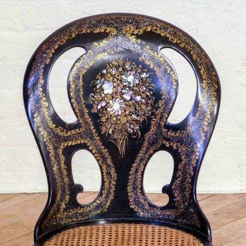 PAIR OF VICTORIAN PAPIERMCH CHAIRS - ADDITIONAL PHOTO 2