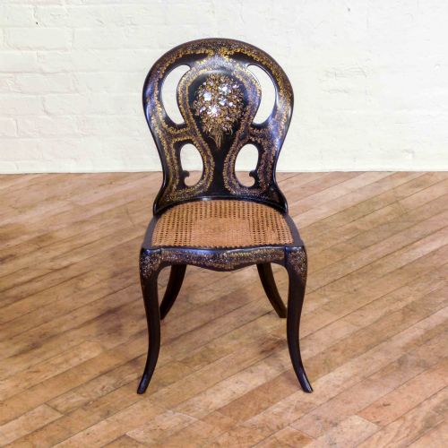 PAIR OF VICTORIAN PAPIERMCH CHAIRS - ADDITIONAL PHOTO 6