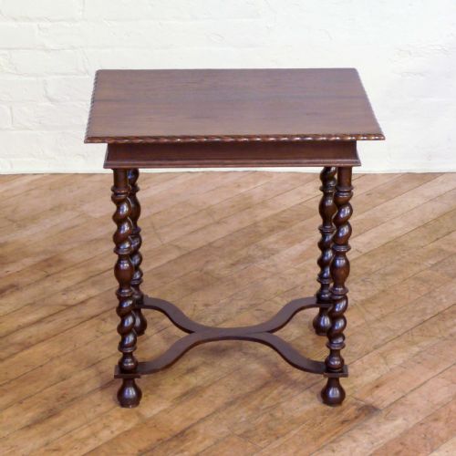 JACOBEAN STYLE OAK OCCASIONAL TABLE WITH X SHAPED STRETCHERS - ADDITIONAL PHOTO 3