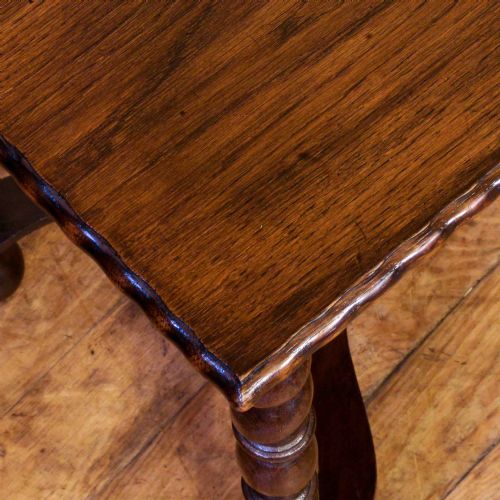 JACOBEAN STYLE OAK OCCASIONAL TABLE WITH X SHAPED STRETCHERS - ADDITIONAL PHOTO 4