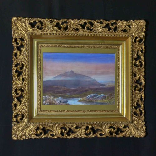 victorian watercolour evening on dartmoor - CATEGORY: ANTIQUE ART - DATED 1870