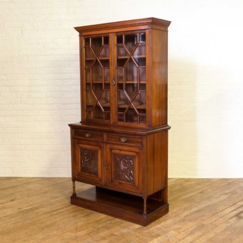 late victorian walnut bookcase - CATEGORY: ANTIQUE BOOKCASES - DATED 1900