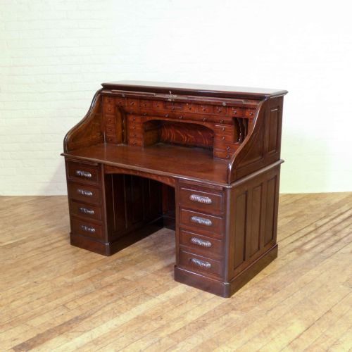 edwardian oak roll top desk - CATEGORY: ANTIQUE DESKS - DATED 1910