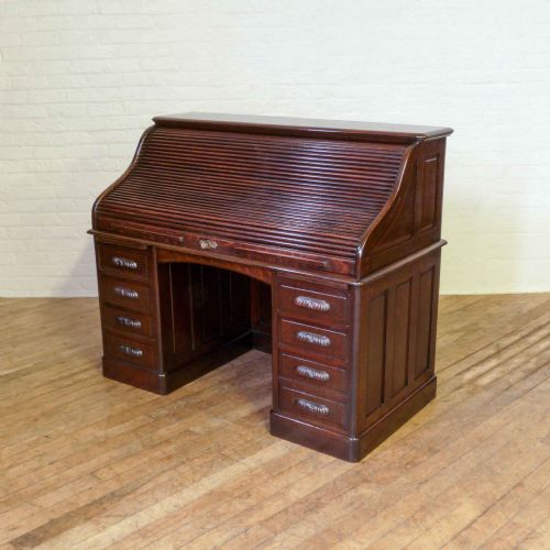 EDWARDIAN OAK ROLL TOP DESK - ADDITIONAL PHOTO 1