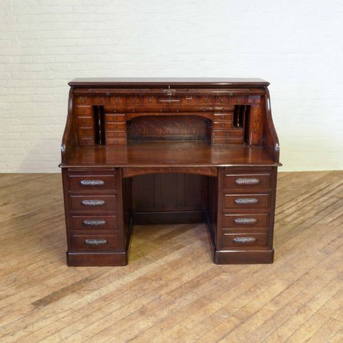 EDWARDIAN OAK ROLL TOP DESK - ADDITIONAL PHOTO 2