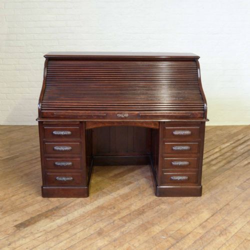 EDWARDIAN OAK ROLL TOP DESK - ADDITIONAL PHOTO 3