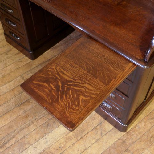 EDWARDIAN OAK ROLL TOP DESK - ADDITIONAL PHOTO 6