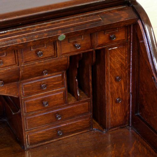 EDWARDIAN OAK ROLL TOP DESK - ADDITIONAL PHOTO 7