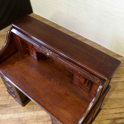 EDWARDIAN OAK ROLL TOP DESK - ADDITIONAL PHOTO 10