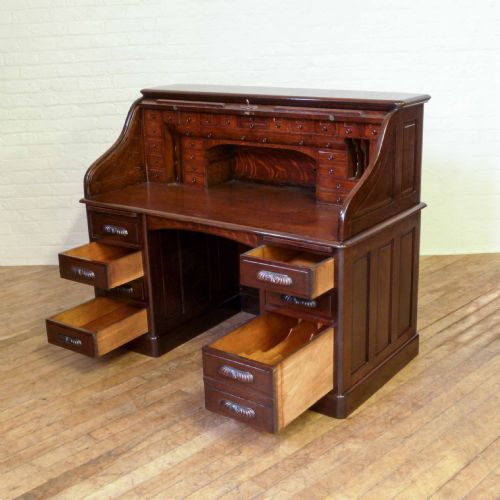 EDWARDIAN OAK ROLL TOP DESK - ADDITIONAL PHOTO 12