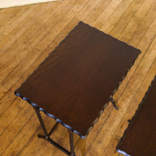 OAK NEST OF TABLES WITH TWIST LEGS - ADDITIONAL PHOTO 2