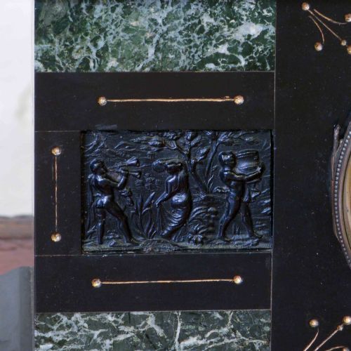 VICTORIAN BLACK SLATE AND MARBLE CLOCK SET - ADDITIONAL PHOTO 3