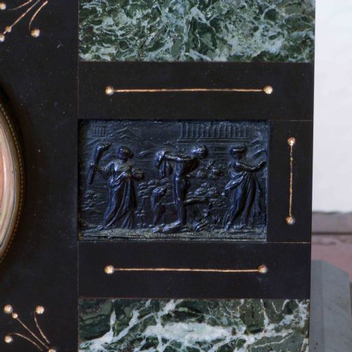 VICTORIAN BLACK SLATE AND MARBLE CLOCK SET - ADDITIONAL PHOTO 4