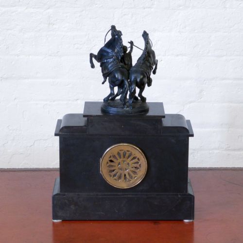VICTORIAN BLACK SLATE AND MARBLE CLOCK SET - ADDITIONAL PHOTO 7