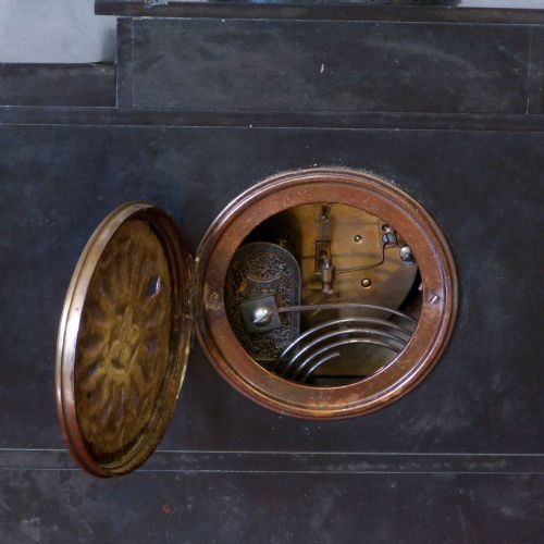 VICTORIAN BLACK SLATE AND MARBLE CLOCK SET - ADDITIONAL PHOTO 9