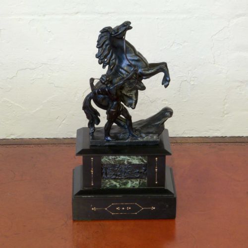 VICTORIAN BLACK SLATE AND MARBLE CLOCK SET - ADDITIONAL PHOTO 11