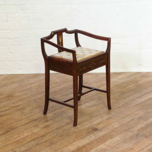 edwardian mahogany box piano stool - CATEGORY: ANTIQUE STOOLS - DATED EDWARDIAN