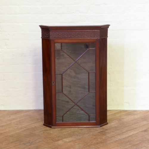 mahogany hanging corner cupboard - CATEGORY: ANTIQUE CUPBOARDS - DATED 1920