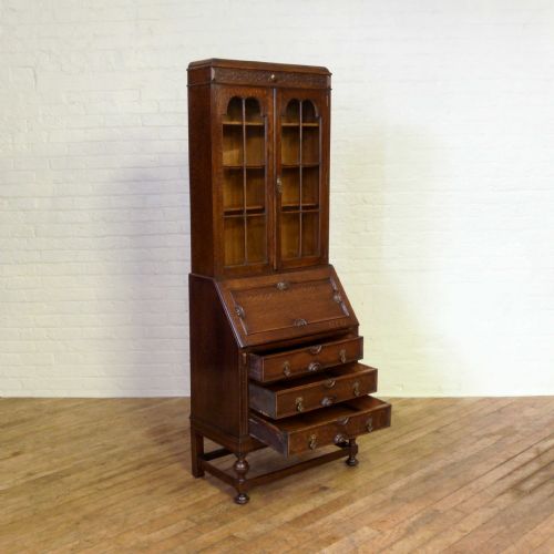 OAK BUREAU BOOKCASE - ADDITIONAL PHOTO 4