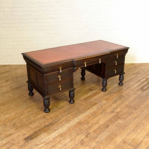 victorian carved oak desk - CATEGORY: ANTIQUE DESKS - DATED 1880