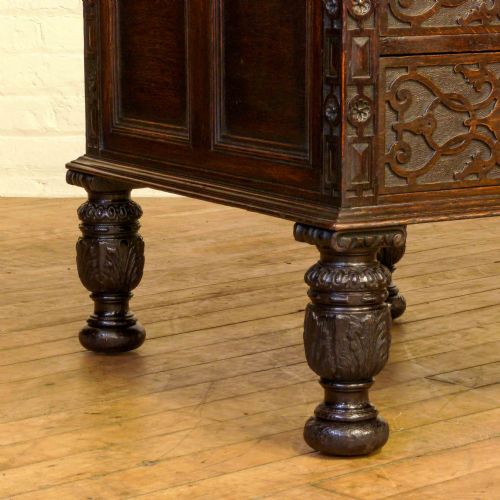 VICTORIAN CARVED OAK DESK - ADDITIONAL PHOTO 6